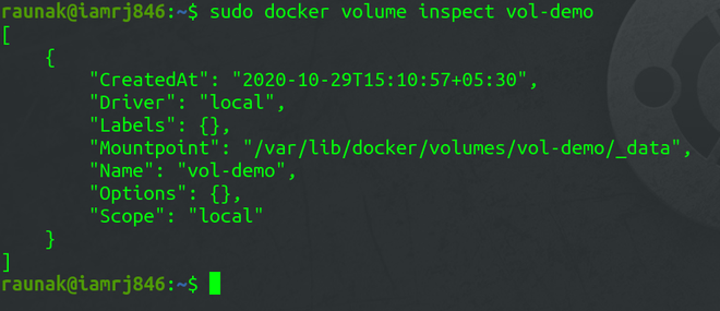 Inspecting Docker Volume